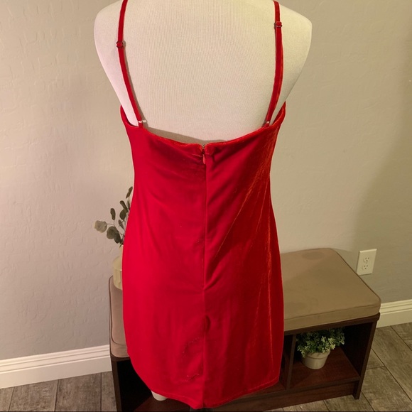 NWOT Lush Medium Red Velvet Bodycon Mini Dress - Picture 3 of 9